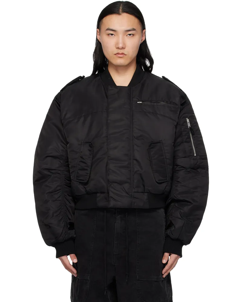 Entire Studios Black A-2 Bomber Jacket Oil
