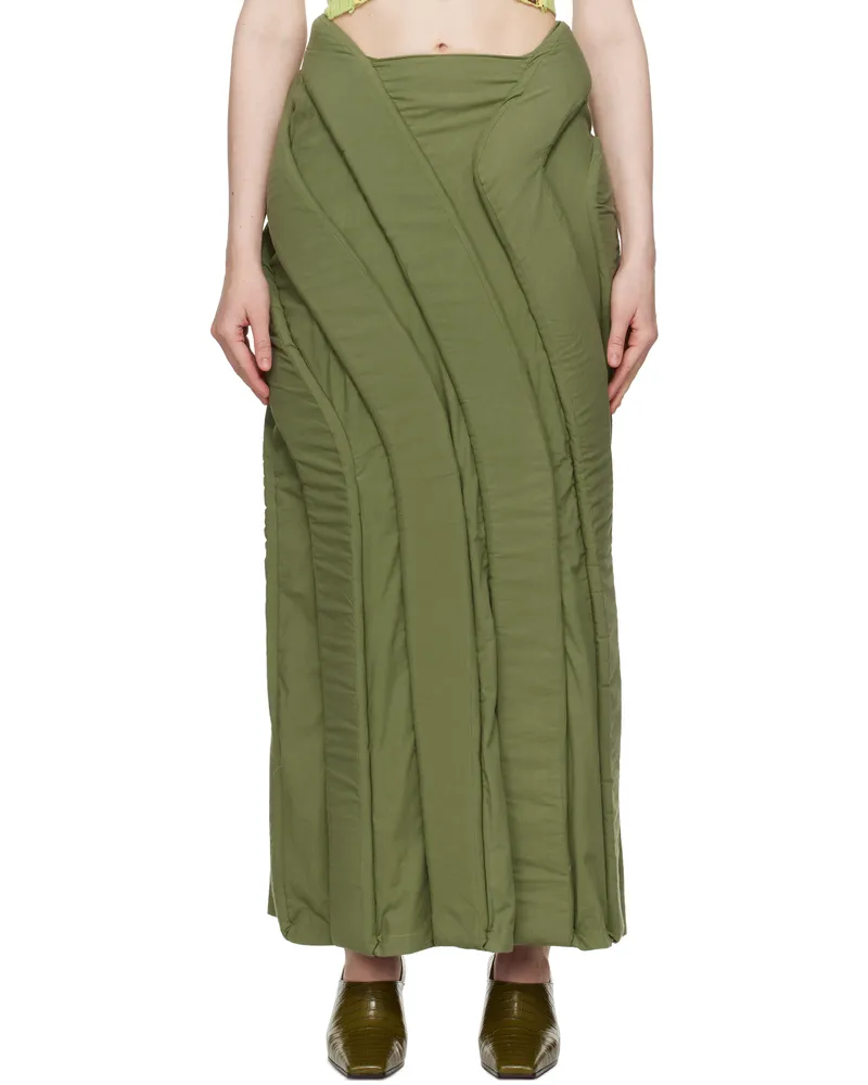 Stanley Raffington Green 3D Parametric Maxi Skirt Green