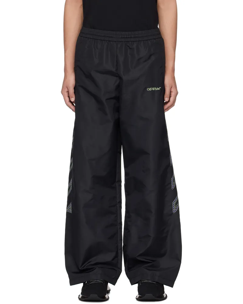 OFF-WHITE Black Diag Outl Nylon Faille Track Pants Black-para