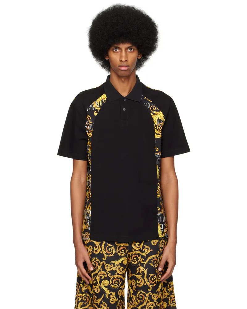 Versace Jeans Black Baroque Polo Eg89