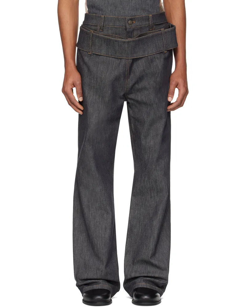 Courrèges Gray Double Belt Denim Jeans 9011