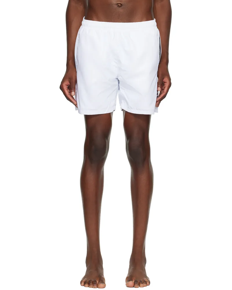 HUGO BOSS White Stripe Swim Shorts White