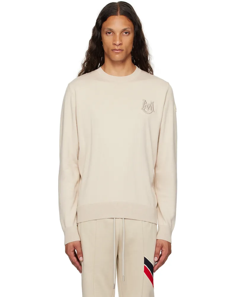 Moncler Beige Appliqué Sweater 216