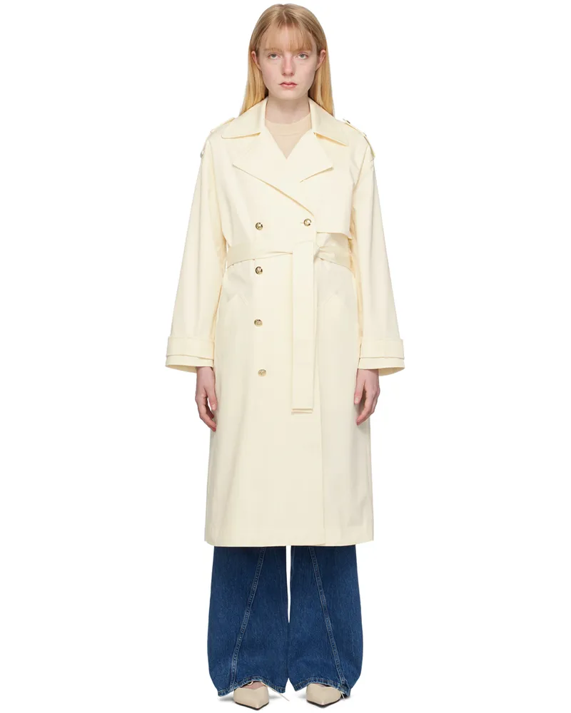 Anine Bing Off-White Layton Trench Coat Cream