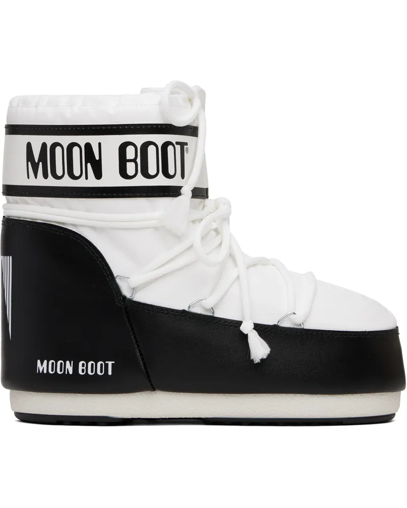 Moon Boot White & Black Icon Low Nylon Boots A001