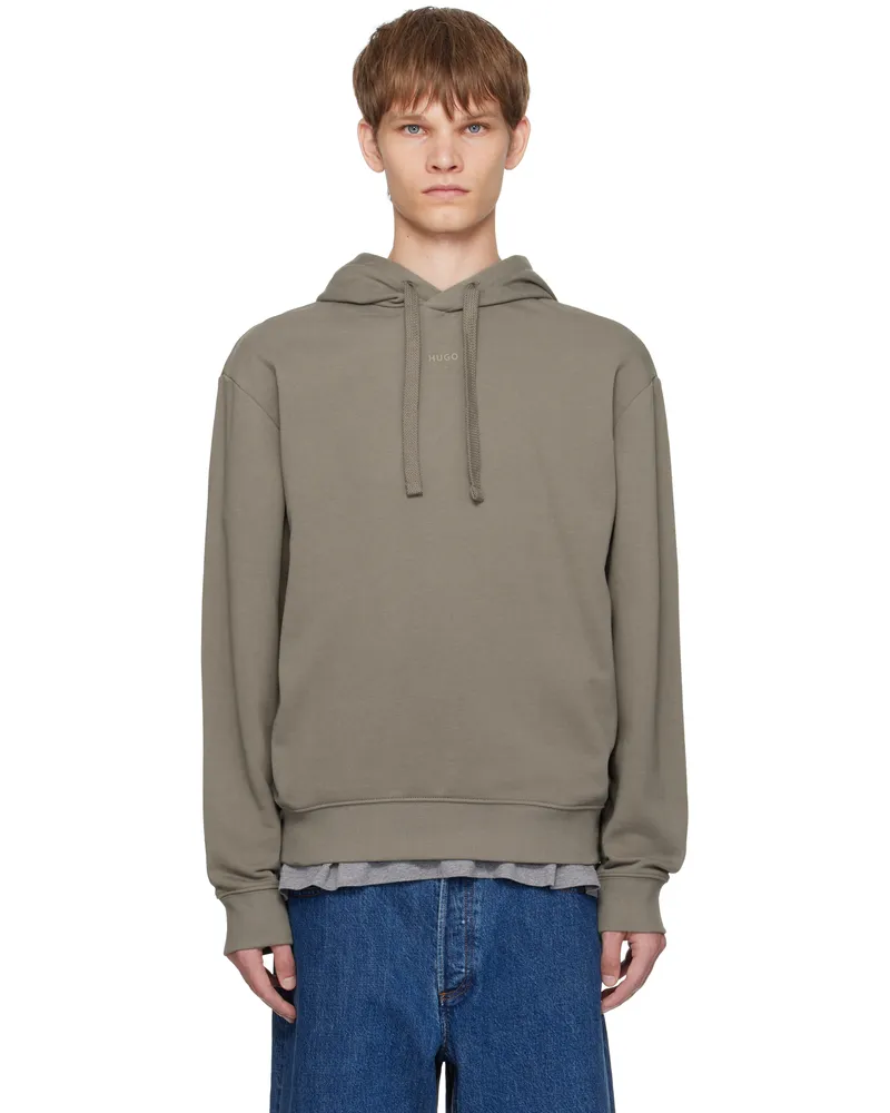 HUGO BOSS Taupe Cotton-Terry Relaxed-Fit Hoodie 032-medium