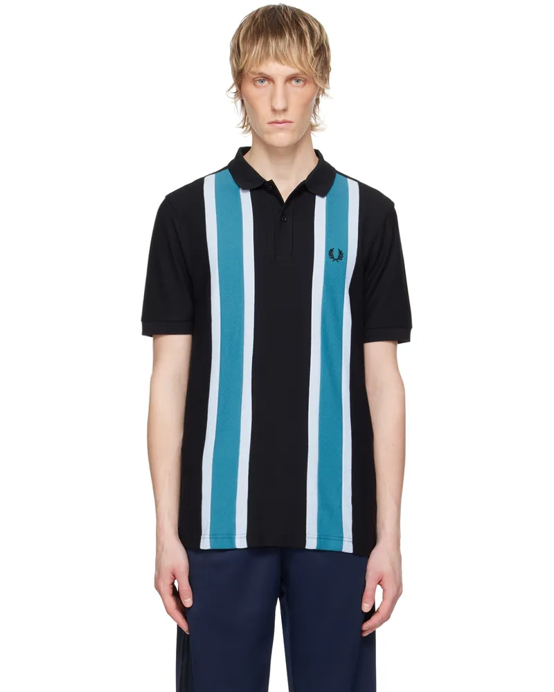 Fred Perry Black & Blue Striped Polo 102