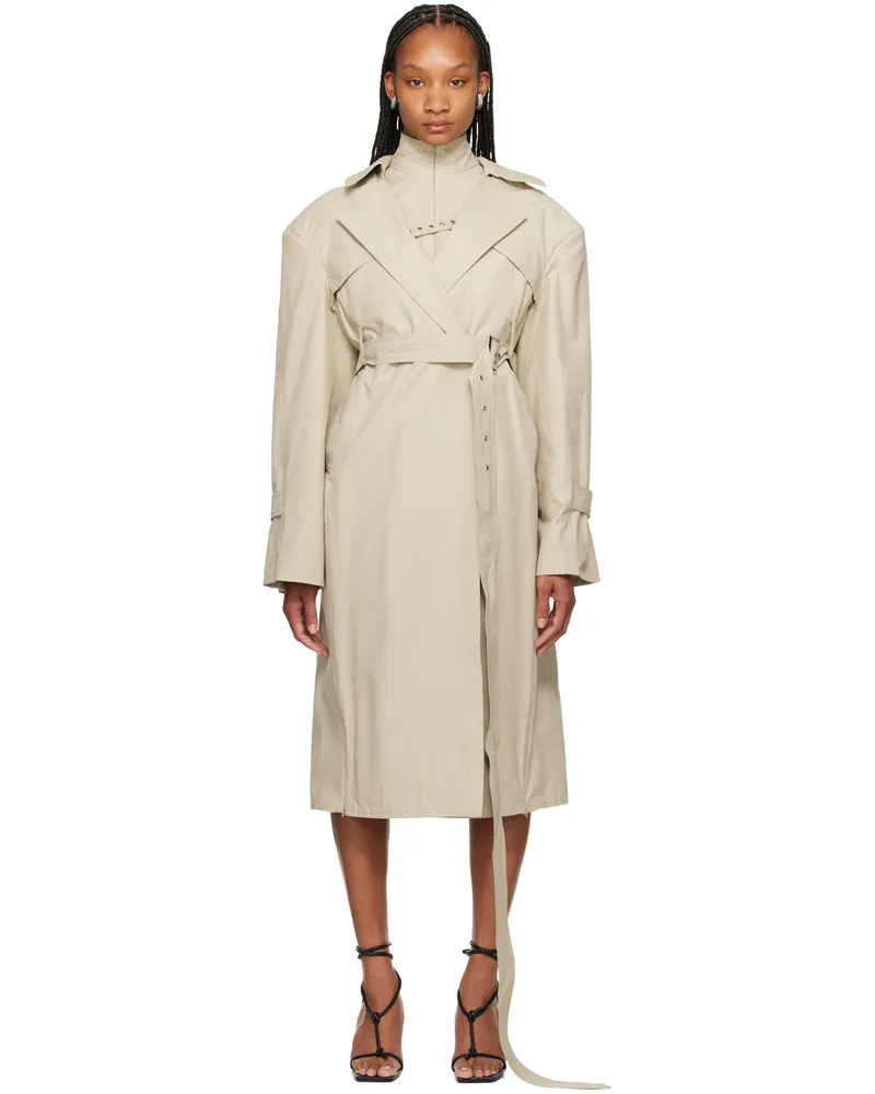SRVC Beige Oren Trench Coat & Tank Top Set Beige