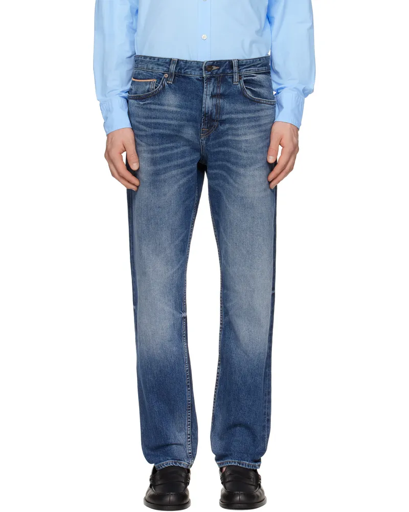 HUGO BOSS Navy Maine Regular-Fit Selvedge Denim Jeans 422-medium