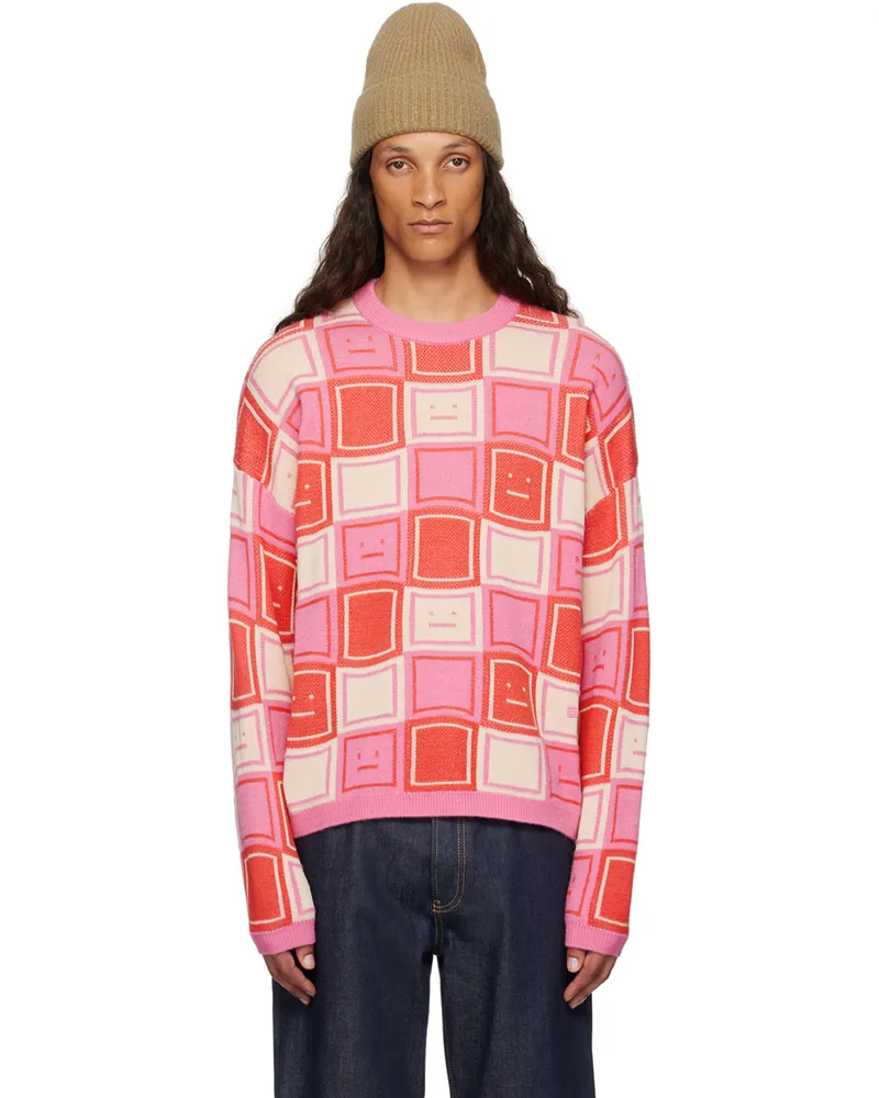 Acne Studios Pink & Beige Jacquard Sweater Don