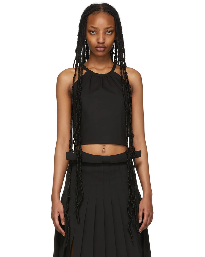 RED Valentino Black Braided Halter Top 0no