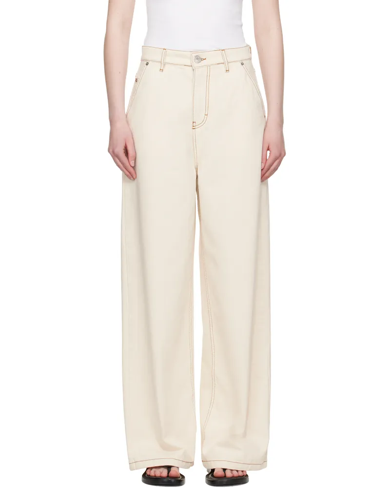 AMI Paris Beige Wide Fit Jeans White