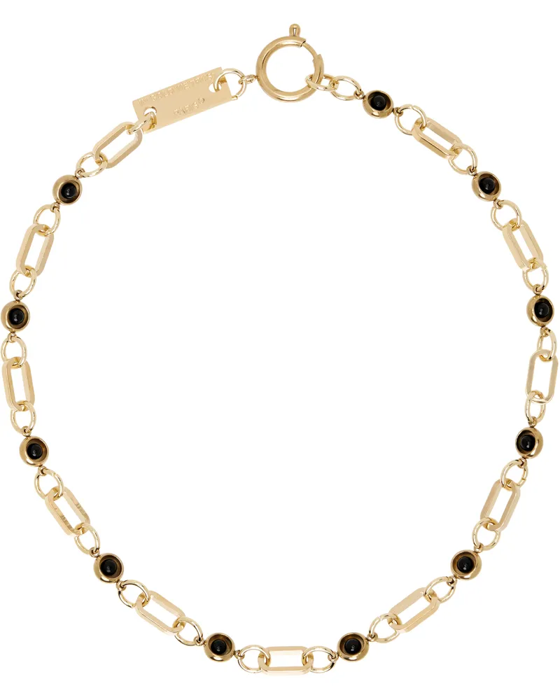 In Gold We Trust Paris SSENSE Exclusive Gold Obsidian Mini Medals Necklace Gold