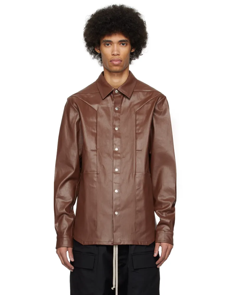 Rick Owens Brown Fogpocket Denim Shirt 73