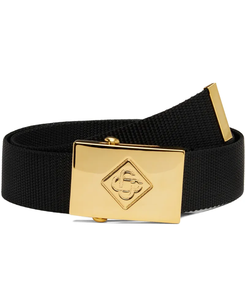 Casablanca Paris Black Diamond Logo Slide Buckle Belt Black