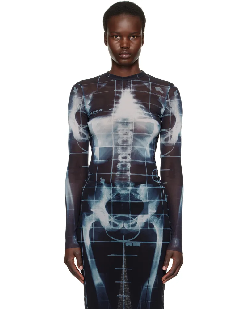 Jean Paul Gaultier Black & Blue 'The Squeletor' T-Shirt 005956