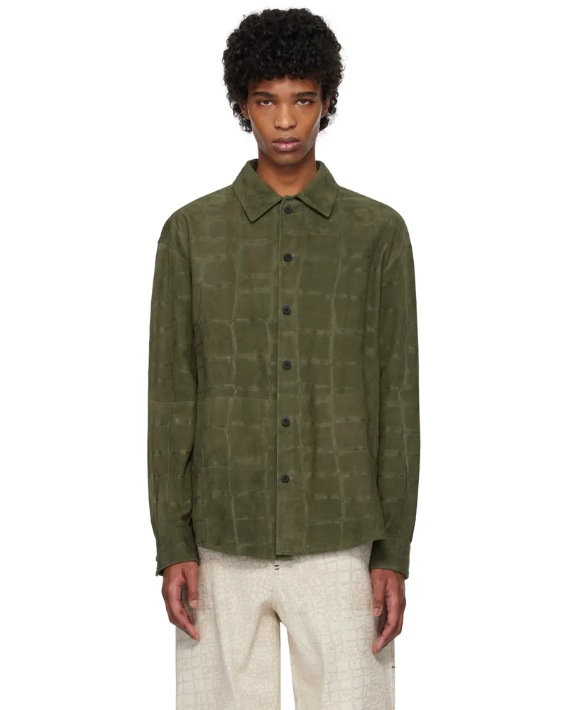 Jacquemus Khaki La Croisière 'The Croco leather' Shirt 560