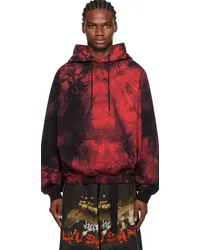 LU'U DAN Red & Black Bleached Ink Hoodie Bleached