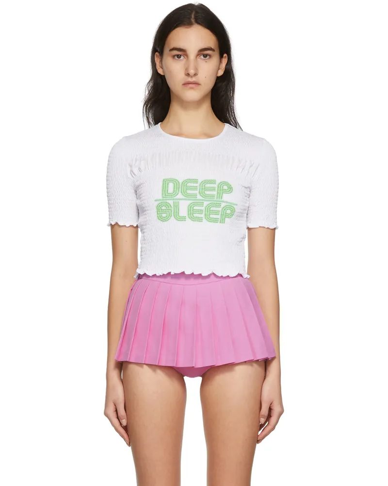 pushBUTTON White 'Deep Sleep' Cropped T-Shirt White