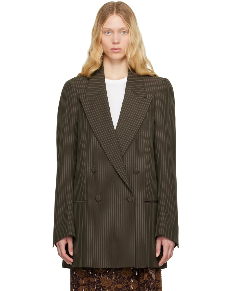Dries van Noten Khaki Striped Blazer 606