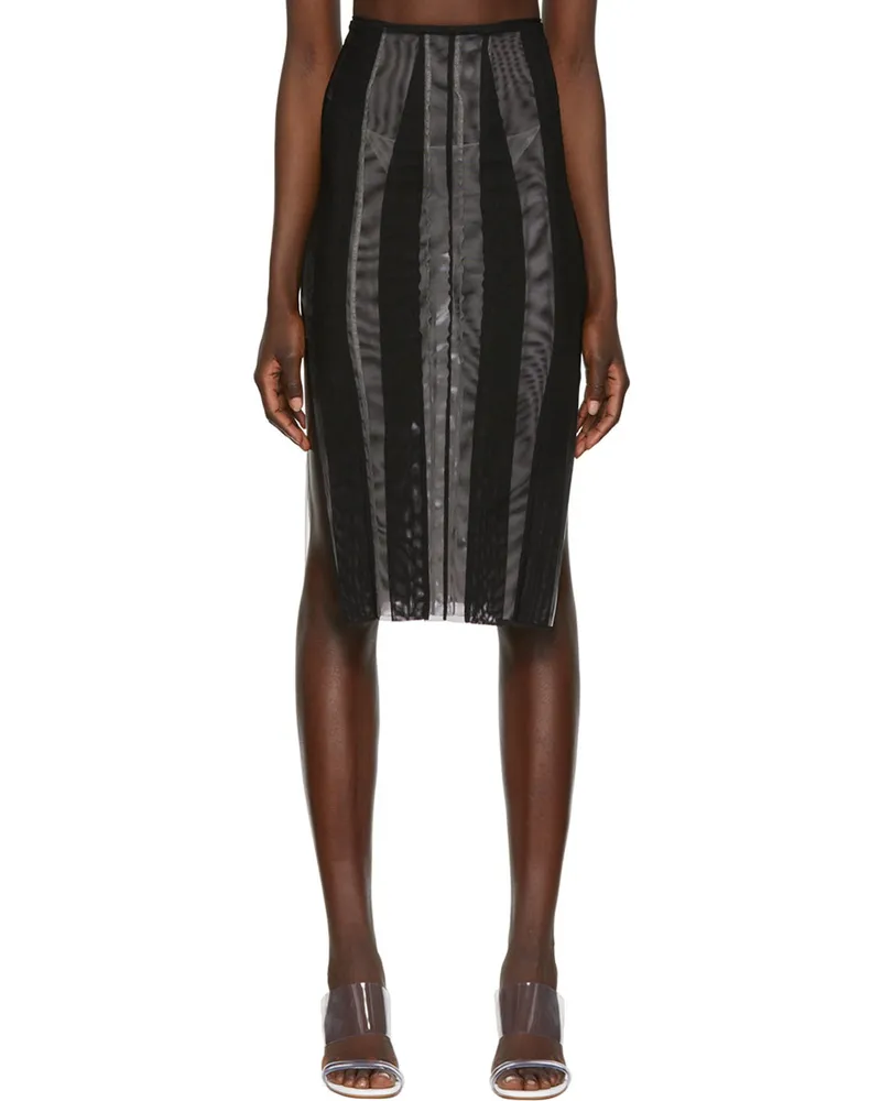 Kathryn Bowen Black Lingerie Midi Skirt Black
