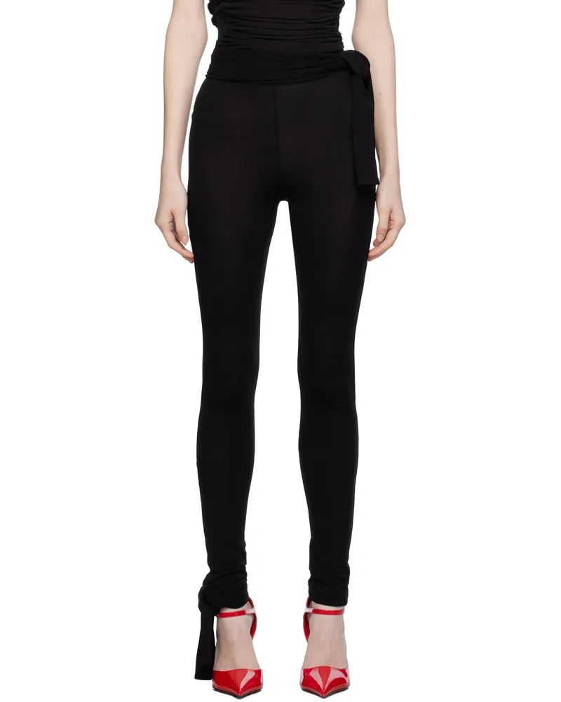 MSGM Black Self-Tie Leggings 99