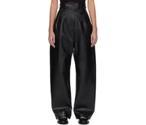 Black Coated Faux-Leather Trousers