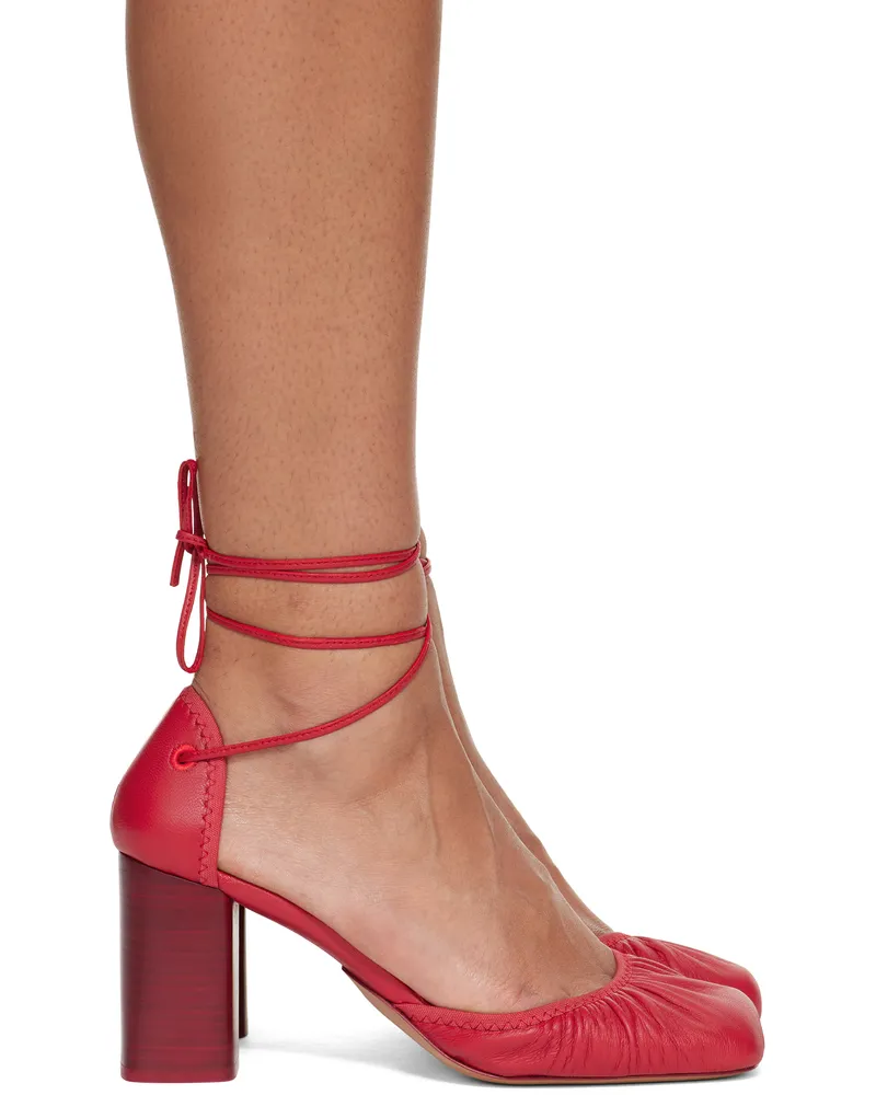 Christophe Lemaire Red Micro Ballerina Heels Re386
