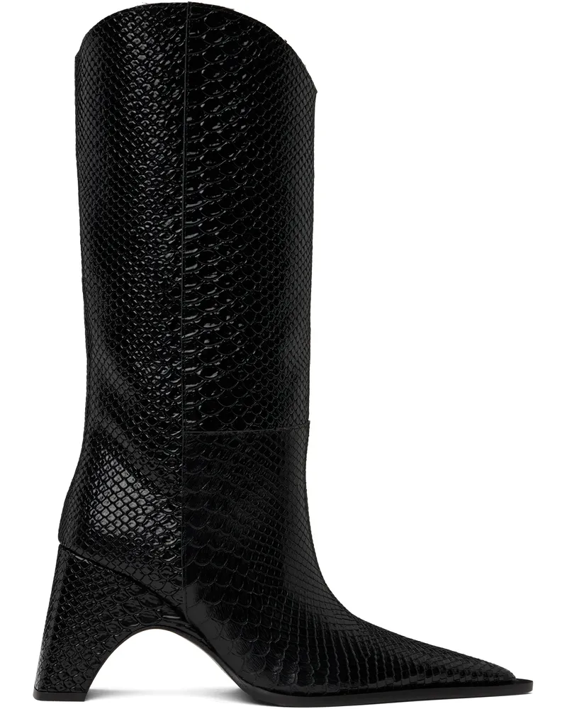 COPERNI Black Python Embossed Bridge Cowboy Boots Black