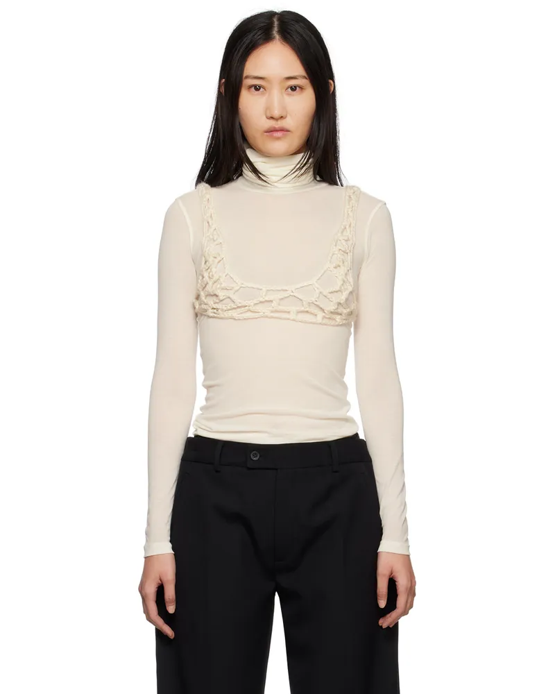 Subtle Le Nguyen Off-White Net Bra Turtleneck Off