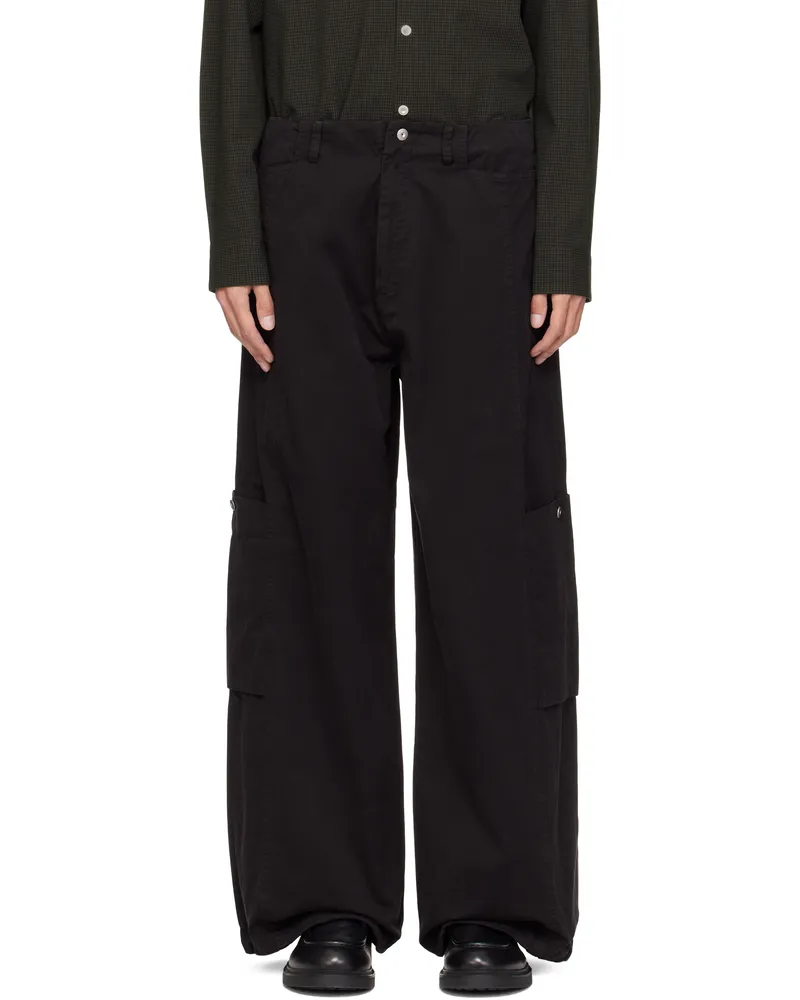 Omar Afridi Black Panelled Bontan Cargo Pants Black