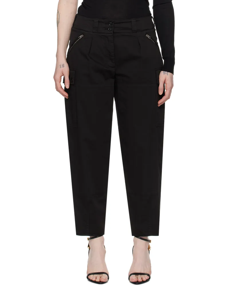 Tom Ford Black Pleated Cargo Trousers Lb999