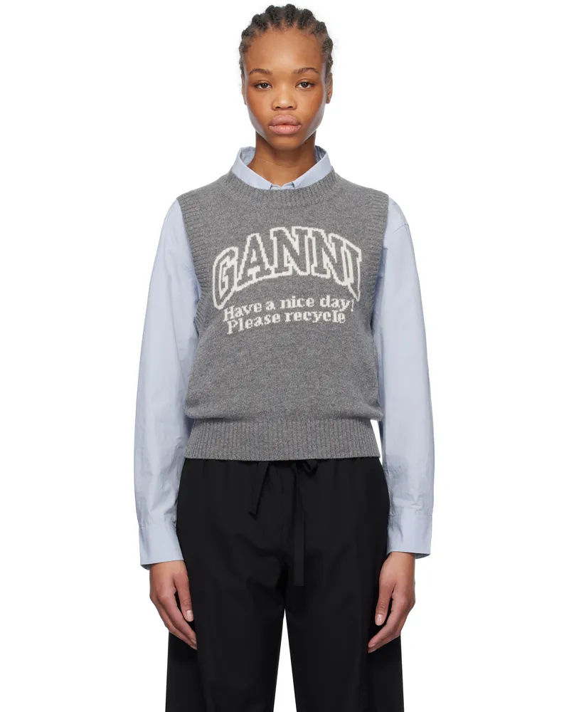 Ganni Gray Graphic Vest 523