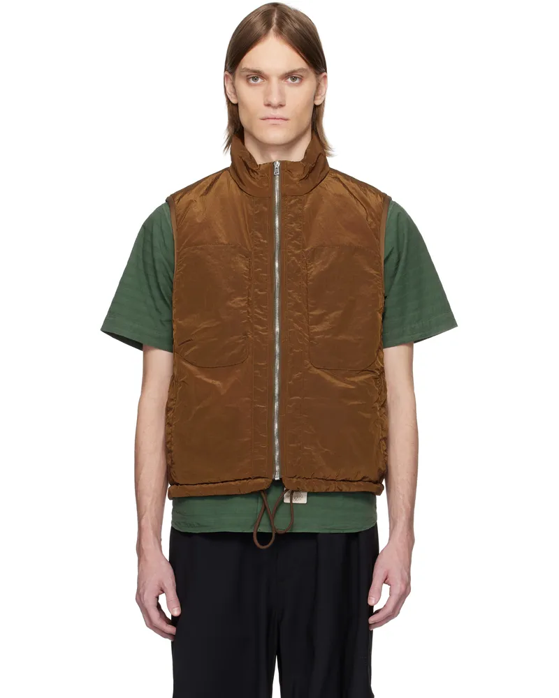 RANRA Brown Treker Shiny Nylon Vest C711