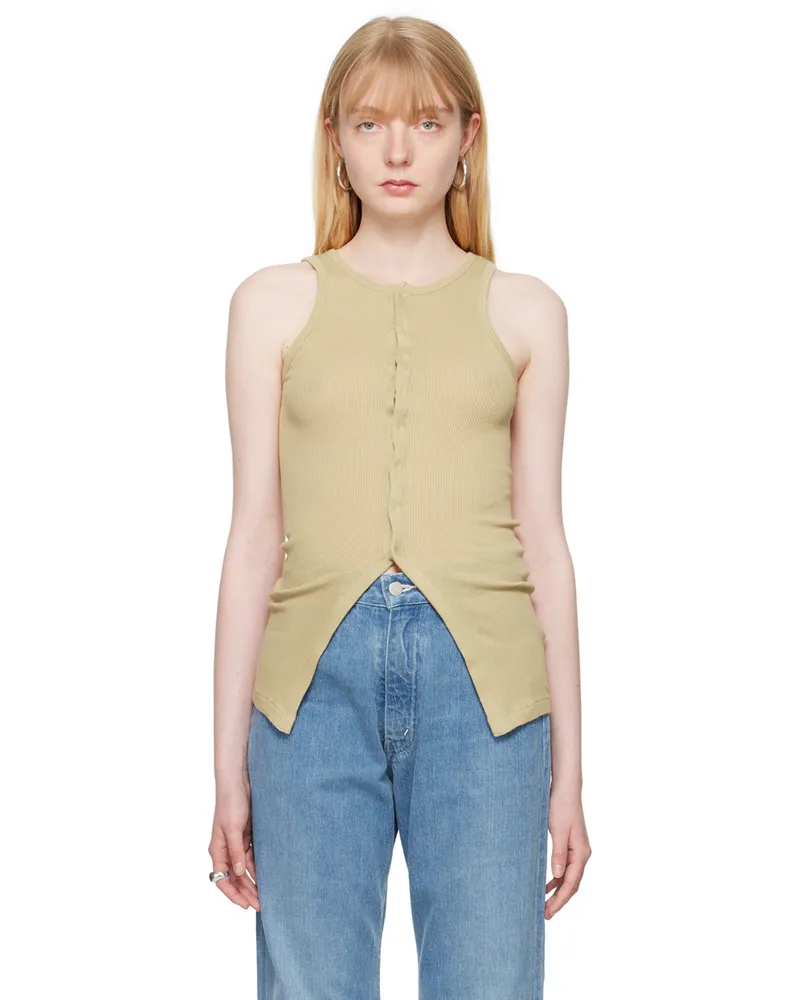 AURALEE Khaki Press-Stud Tank Top Khaki