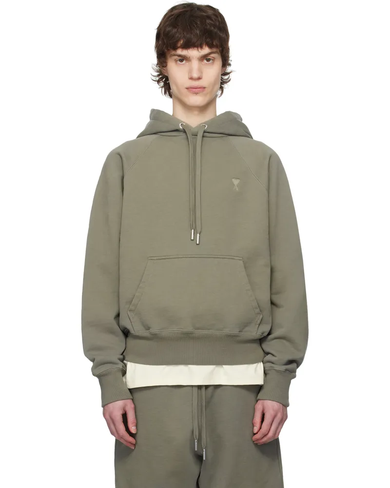 AMI Paris Taupe Cotton Tonal Ami de Coeur Hoodie 0953