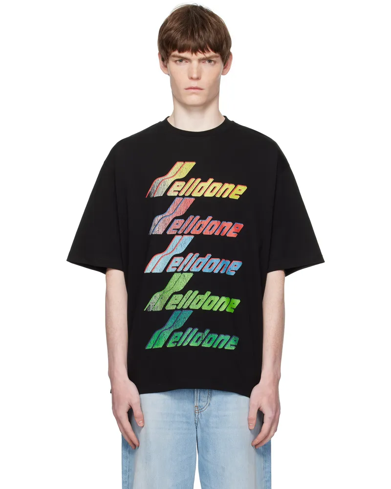 WE 11 DONE Black Multi Rainbow Logo T-shirt Black
