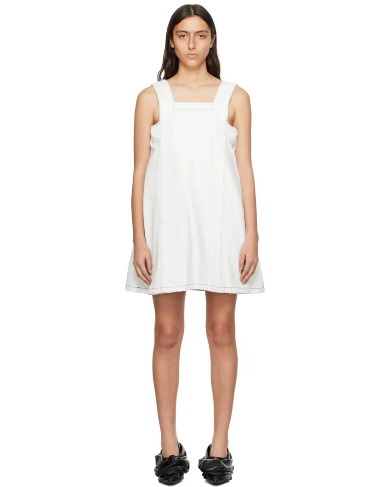 WE 11 DONE White Square Neck Denim Minidress Ice