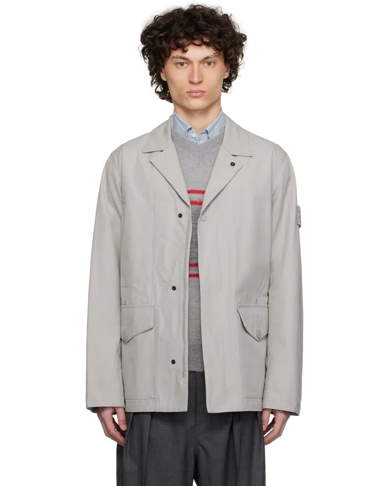 Stone Island Gray Weatherproof Cotton Canvas Jacket V0064