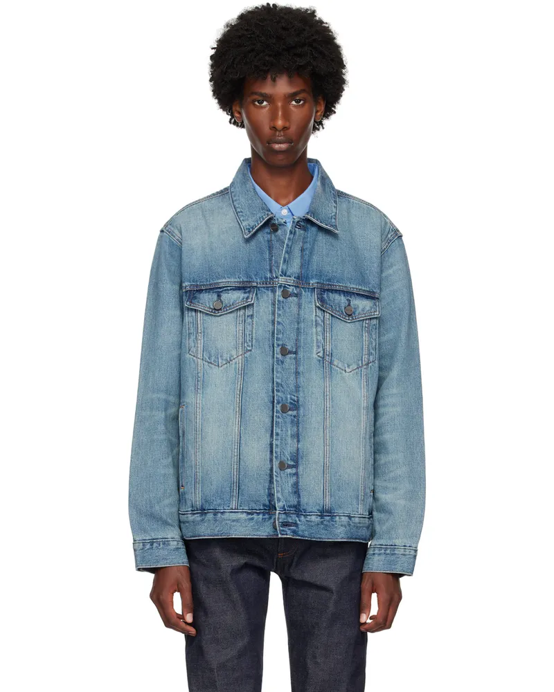 Calvin Klein Blue Elongated Denim Jacket Alloy
