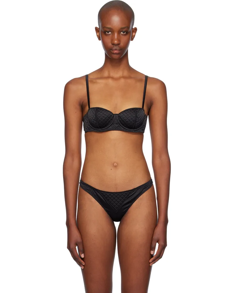 Fleur Du Mal Black Quilted Luxe Balconette Bra 0100