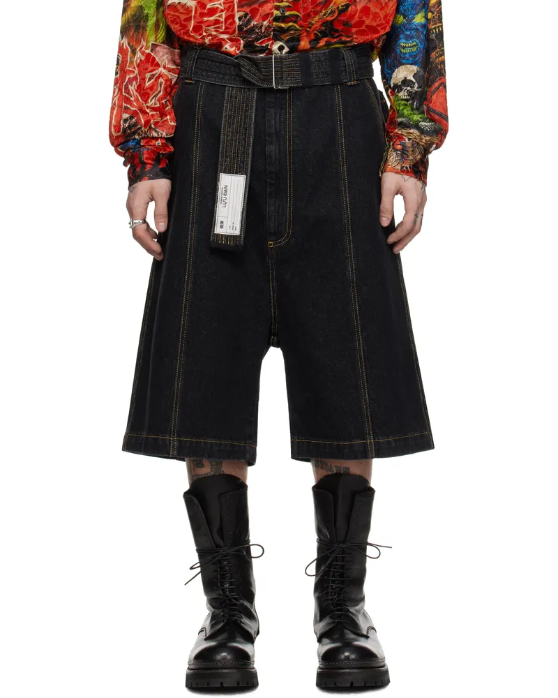 LU'U DAN Black Utility Denim Shorts Black