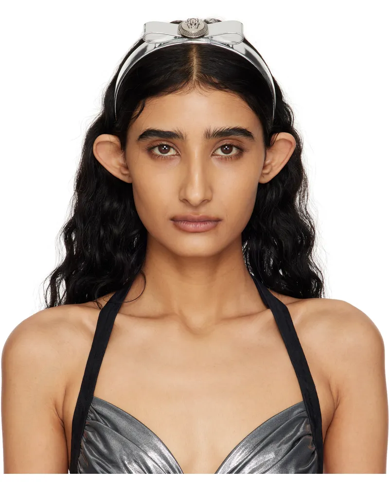 Versace Silver Gianni Ribbon Headband 1e01p-silver-palladi