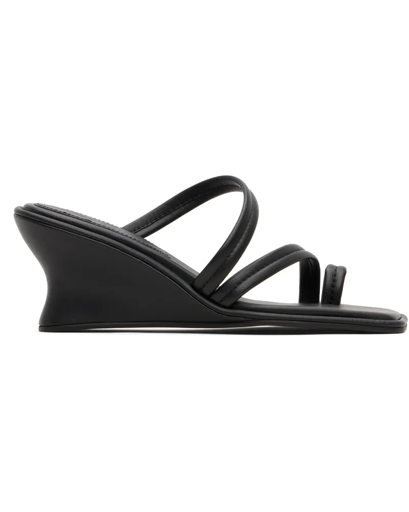 St. Agni Black Soft Strap Contour Wedge Sandals Black