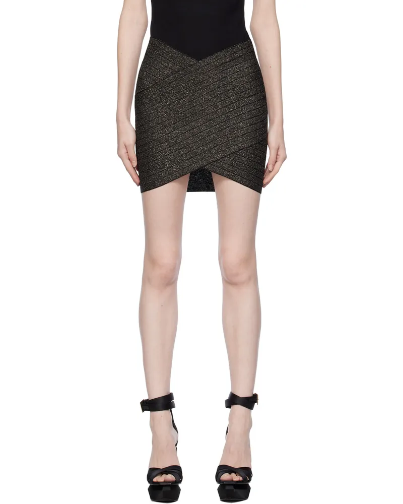 Balmain Gold & Black Metallic Miniskirt Ead
