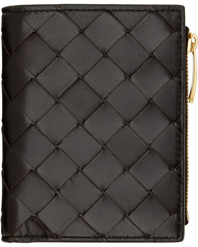 Bottega Veneta Brown Intrecciato Small Bi-Fold Wallet 2132