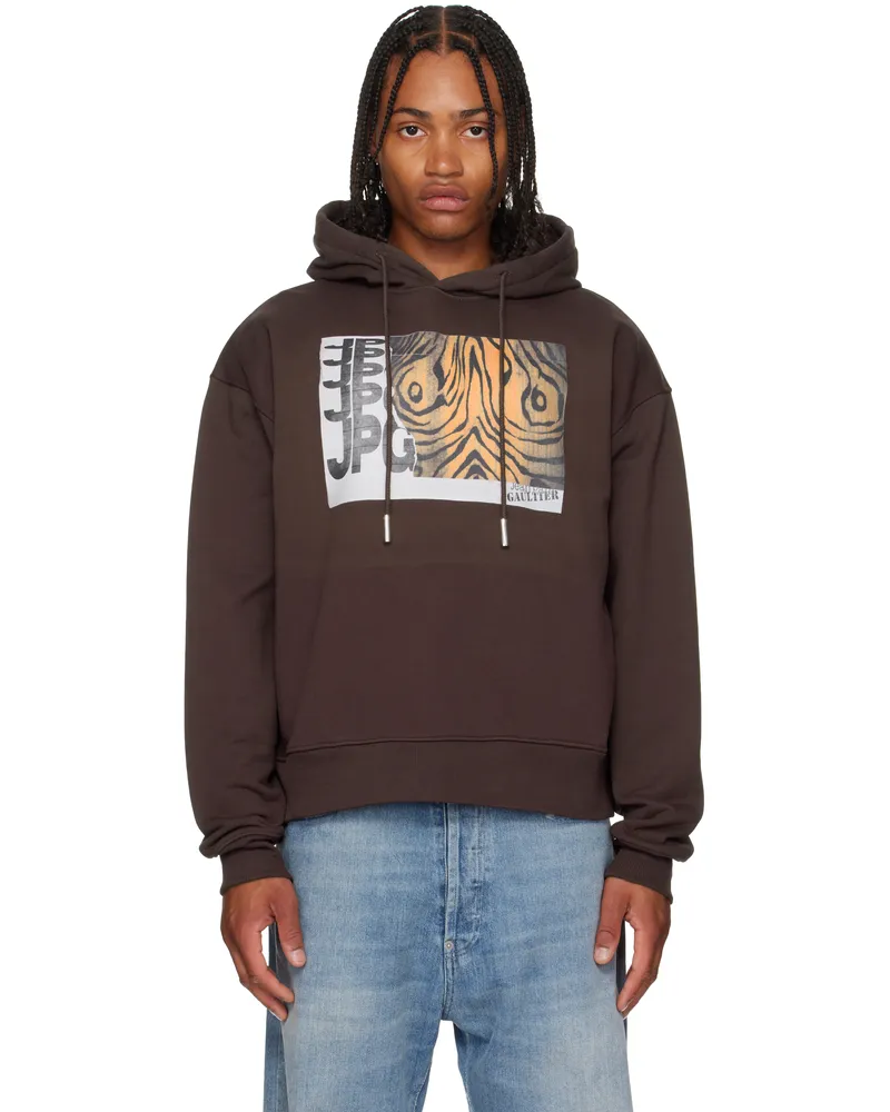 Jean Paul Gaultier Brown Printed Wood Hoodie 710060-chocolat