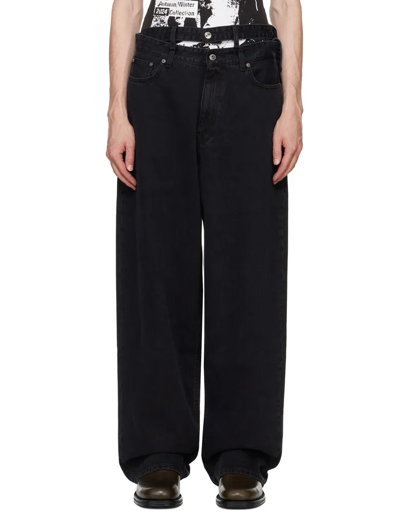 Y/PROJECT Black Multi Waistband Jeans Evergreen