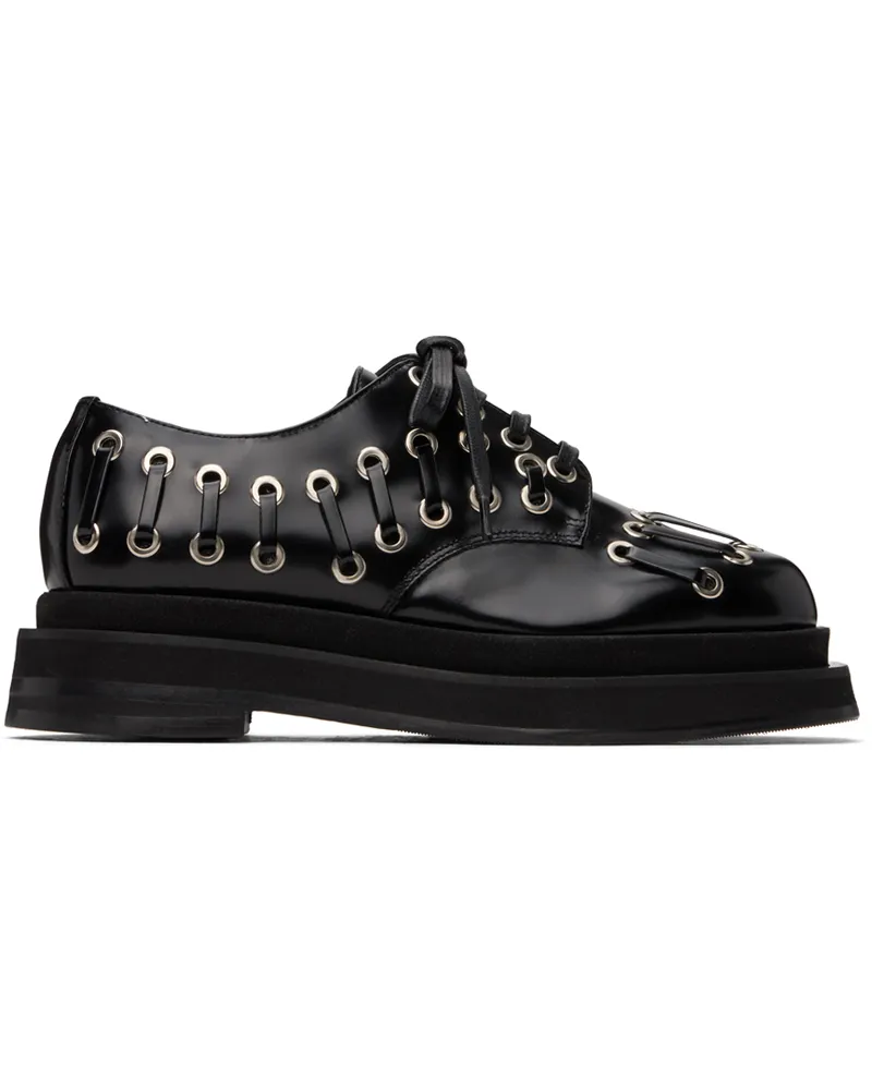 Simone Rocha Black Heart Toe Platform Grommet Brogues Black