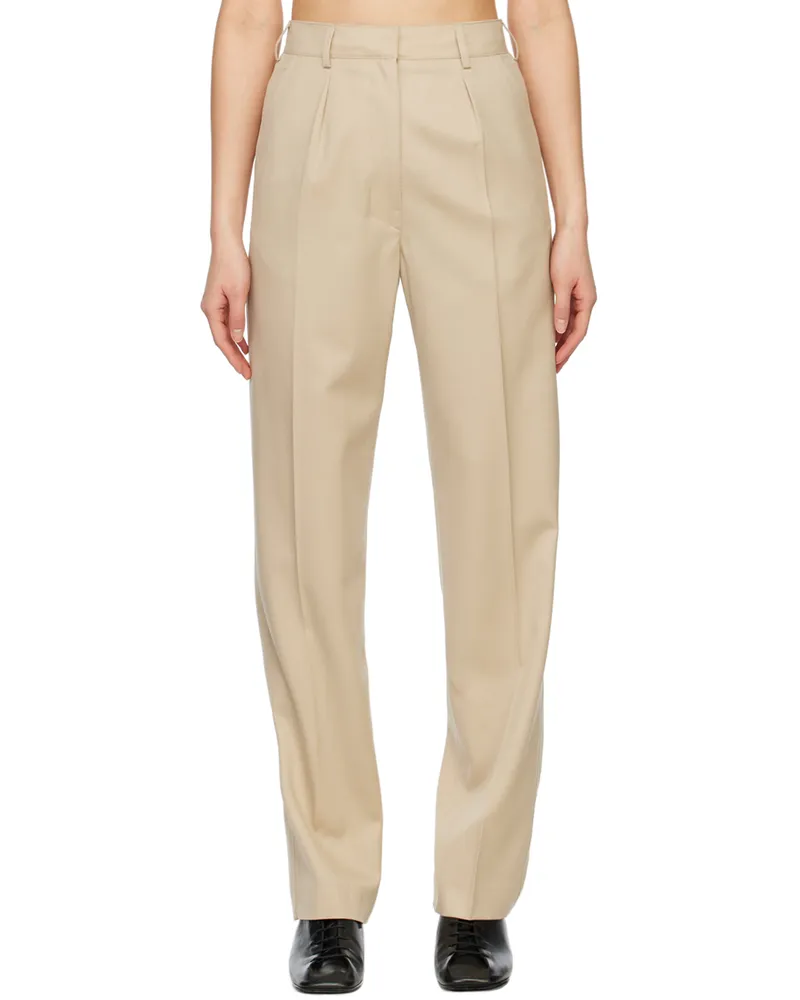 Arch The Beige Simple Line Trousers L